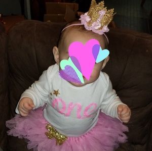 Happy 1st birthday princess tutu and onesie/crown